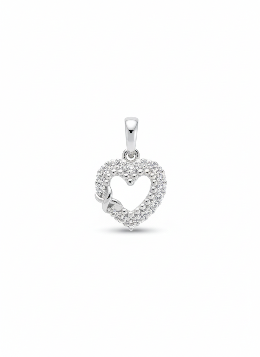 Pave Heart Love Knot Pendant