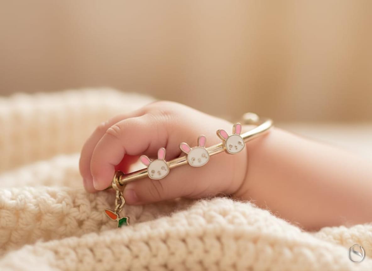 Bunny and Carrot Charm Baby Bangle
