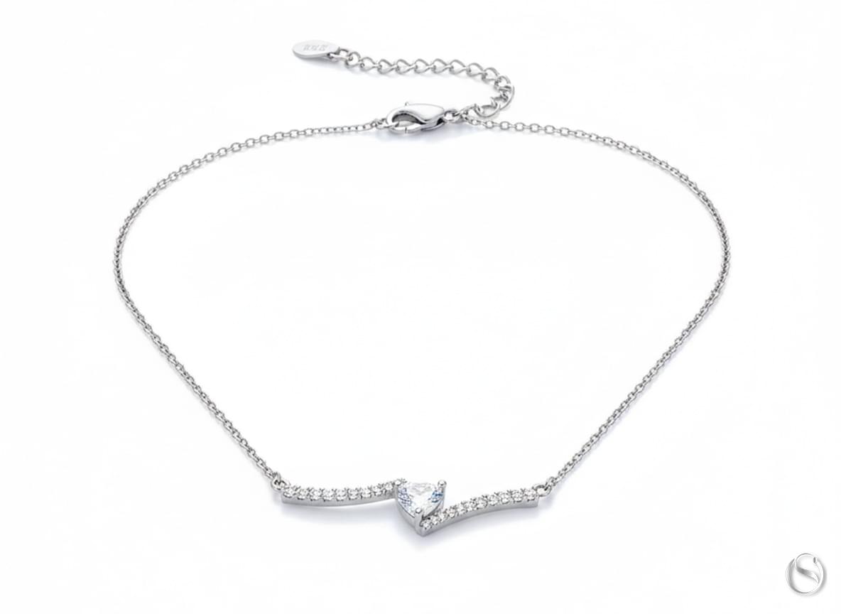 CZ Heartbeat Line Necklace