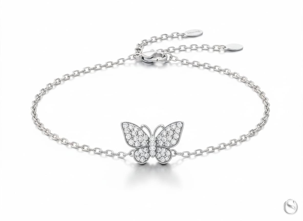 Pave Butterfly Chain Bracelet