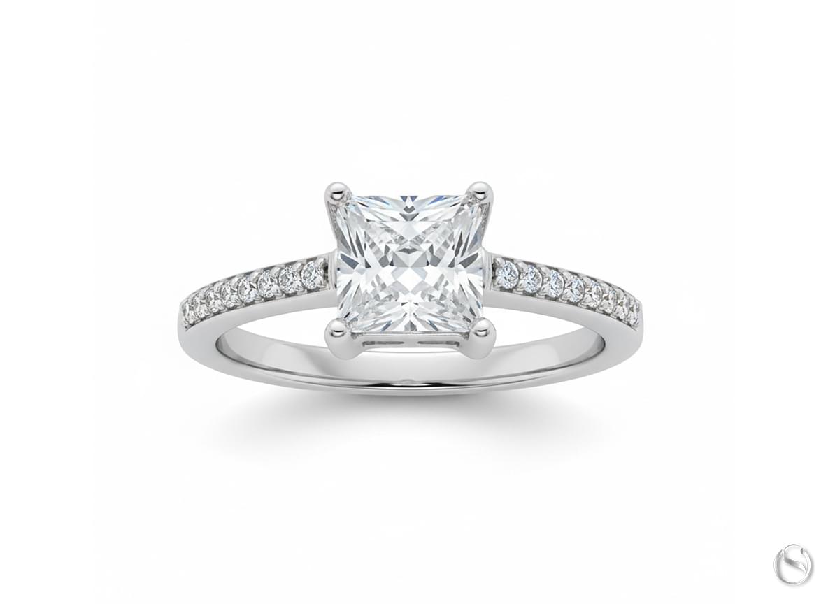 Princess Pave Solitaire Ring